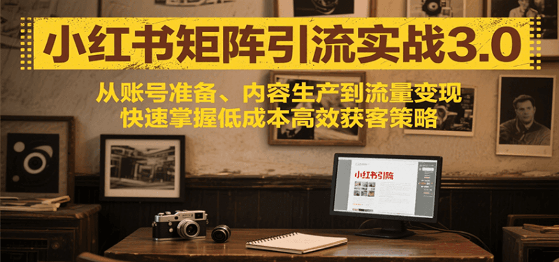小红书矩阵引流3.0,从账号准备、内容生产到流量变现,快速掌握低成本高效获客策略跨境课程-外贸教程-精品网课-电商运营课库课堂