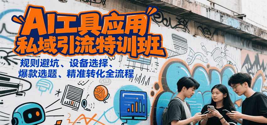 AI工具应用私域引流特训班，规则避坑、设备选择、爆款选题、精准转化全流程跨境课程-外贸教程-精品网课-电商运营课库课堂