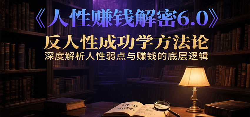 人性赚钱解密6.0，反人性成功学方法论，深度解析人性弱点与赚钱的底层逻辑跨境课程-外贸教程-精品网课-电商运营课库课堂