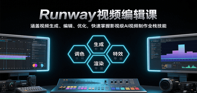 Runway视频编辑课，涵盖视频生成、编辑、优化，快速掌握影视级AI视频制作全栈技能跨境课程-外贸教程-精品网课-电商运营课库课堂