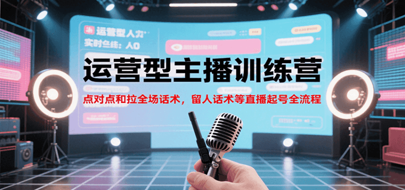 运营型主播训练营,点对点和拉全场话术,留人话术等直播起号全流程(更新7月)跨境课程-外贸教程-精品网课-电商运营课库课堂