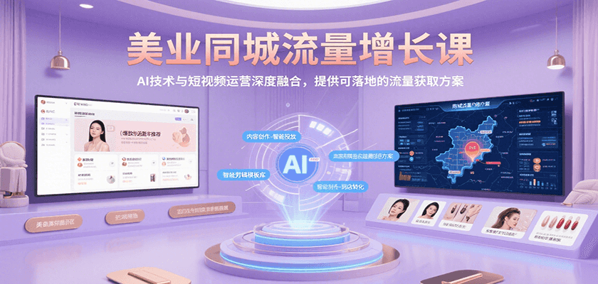 美业同城流量增长课，AI技术与短视频运营深度融合，提供可落地的流量获取方案跨境课程-外贸教程-精品网课-电商运营课库课堂