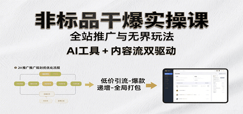 非标品干爆实操课：含多案例及操盘方法，从选品到推广、成交，助力打造爆款实现盈利跨境课程-外贸教程-精品网课-电商运营课库课堂