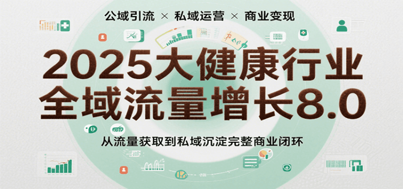 2025大健康行业全域流量增长8.0，从流量获取到私域沉淀完整商业闭环跨境课程-外贸教程-精品网课-电商运营课库课堂