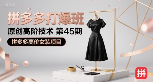 拼多多打爆班原创高阶技术第45期，拼多多高价女装项目跨境课程-外贸教程-精品网课-电商运营课库课堂
