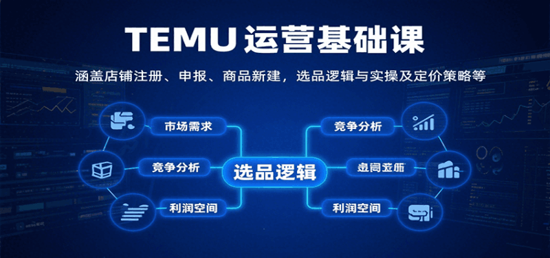 TEMU运营基础课:涵盖店铺注册、申报、商品新建,选品逻辑与实操及定价策略等跨境课程-外贸教程-精品网课-电商运营课库课堂