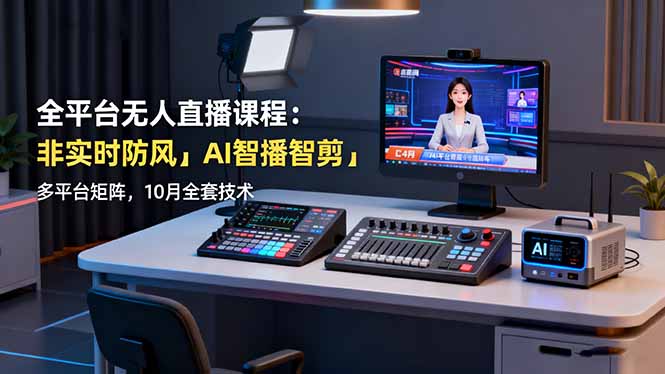 全平台无人直播课程：非实时防风＋AI智播智剪＋多平台矩阵，10月全套技术跨境课程-外贸教程-精品网课-电商运营课库课堂