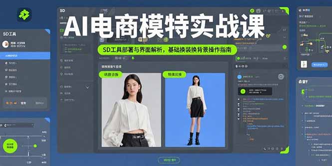 AI电商模特实战课，SD工具部署与界面解析，基础换装换背景操作指南跨境课程-外贸教程-精品网课-电商运营课库课堂