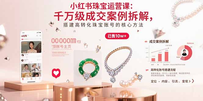 小红书珠宝运营课：千万级成交案例拆解，搭建高转化珠宝账号的核心方法跨境课程-外贸教程-精品网课-电商运营课库课堂