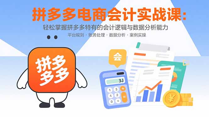 拼多多电商会计实战课:轻松掌握拼多多特有的会计逻辑与数据分析能力跨境课程-外贸教程-精品网课-电商运营课库课堂