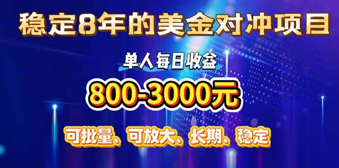 稳定8年的美金对冲创业项目，单人每日收益800-3000，小众暴力项目跨境课程-外贸教程-精品网课-电商运营课库课堂