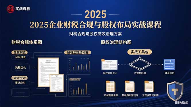 2025企业财税合规与股权布局的实战课程:财税合规与股权高效治理方案跨境课程-外贸教程-精品网课-电商运营课库课堂
