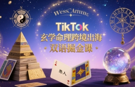 TikTok玄学命理跨境出海双语掘金课,手把手教你用命理知识精准直击海外用户痛点跨境课程-外贸教程-精品网课-电商运营课库课堂