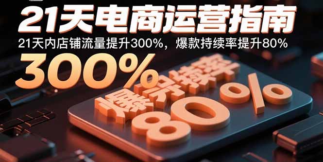 21天电商运营指南:21天内店铺流量提升300%,爆款持续率提升80%跨境课程-外贸教程-精品网课-电商运营课库课堂