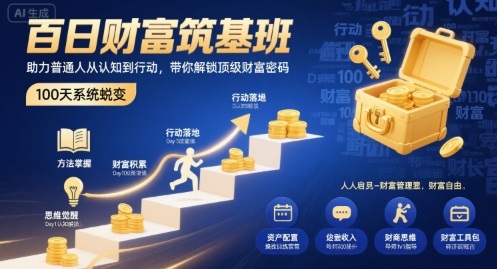 百日财富筑基班,助力普通人从认知到行动,带你解锁顶级财富密码跨境课程-外贸教程-精品网课-电商运营课库课堂