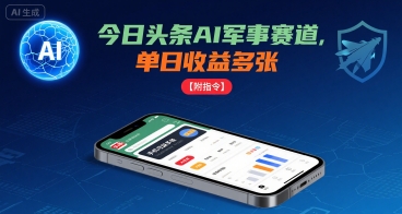 今日头条AI军事赛道,单日收益多张 ,手机可做【附指令】跨境课程-外贸教程-精品网课-电商运营课库课堂