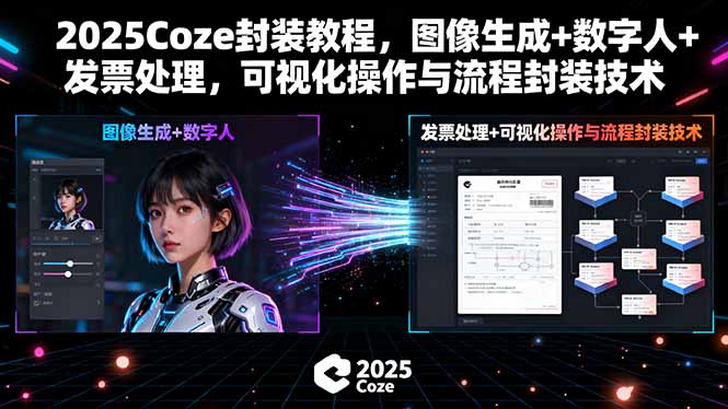 2025Coze封装教程，图像生成+数字人+发票处理，可视化操作与流程封装技术跨境课程-外贸教程-精品网课-电商运营课库课堂
