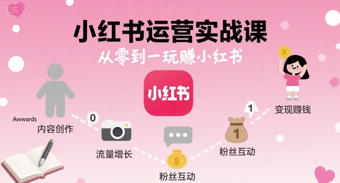 小红书运营实战课，从零到一玩賺小红书跨境课程-外贸教程-精品网课-电商运营课库课堂