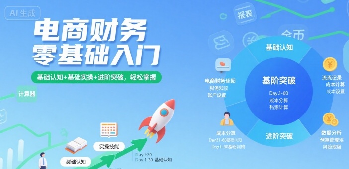 电商财务零基础入门,基础认知+基础实操+进阶突破,轻松掌握跨境课程-外贸教程-精品网课-电商运营课库课堂