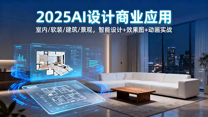 2025AI设计商业应用：室内/软装/建筑/景观，智能设计+效果图+动画实战跨境课程-外贸教程-精品网课-电商运营课库课堂