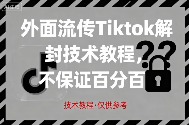 外面流传Tiktok解封技术教程，不保证百分百，具体自测跨境课程-外贸教程-精品网课-电商运营课库课堂