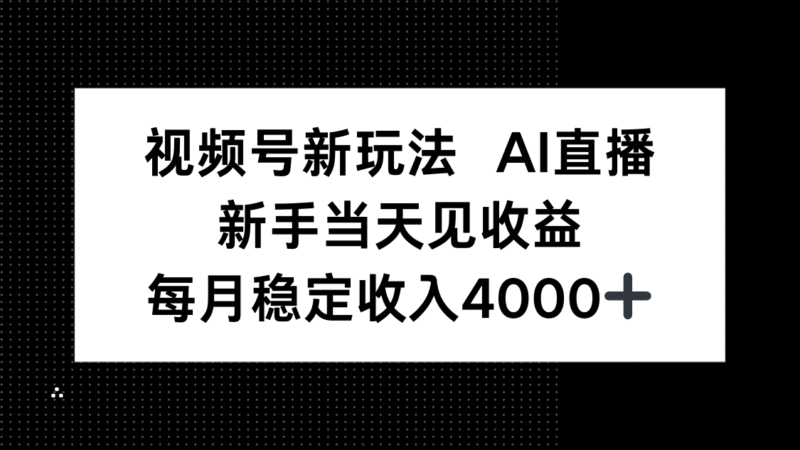 视频号新玩法AI直播，新手小白当天见收益，月入4000+跨境课程-外贸教程-精品网课-电商运营课库课堂
