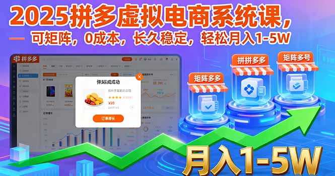 2025拼多多虚拟电商系统课,可矩阵,0成本,长久稳定,轻松月入1-5W跨境课程-外贸教程-精品网课-电商运营课库课堂