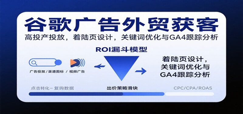 谷歌广告外贸获客，高投产投放，着陆页设计，关键词优化与GA4跟踪分析跨境课程-外贸教程-精品网课-电商运营课库课堂