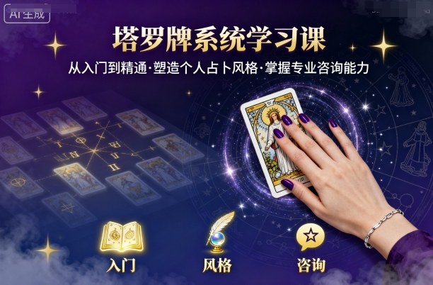 塔罗牌系统学习课,助你从入门到精通,塑造个人占卜风格,掌握专业咨询能力跨境课程-外贸教程-精品网课-电商运营课库课堂