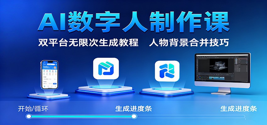 AI数字人制作课：双平台无限次生成教程，人物背景合并技巧跨境课程-外贸教程-精品网课-电商运营课库课堂