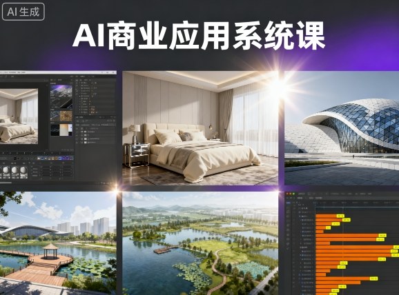 AI商业应用系统课,室内-软装-建筑-景观,智能设计+效果图+动画画实战跨境课程-外贸教程-精品网课-电商运营课库课堂