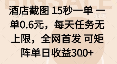 酒店截图15秒一单，一单0.6米，每天任务无上限，全网首发可矩阵单日收益3张跨境课程-外贸教程-精品网课-电商运营课库课堂