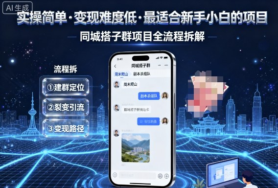 实操简单,变现难度低,最适合新手小白做的项目,每天轻松收入3张,同城搭子群项目全流程拆解跨境课程-外贸教程-精品网课-电商运营课库课堂