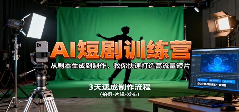 AI短剧训练营，从剧本生成到制作，教你快速打造高流量短片跨境课程-外贸教程-精品网课-电商运营课库课堂
