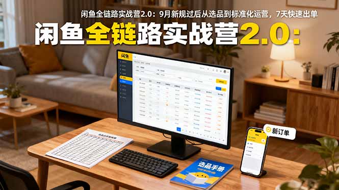 闲鱼全链路实战营2.0:9月新规过后从选品到标准化运营,7天快速出单跨境课程-外贸教程-精品网课-电商运营课库课堂