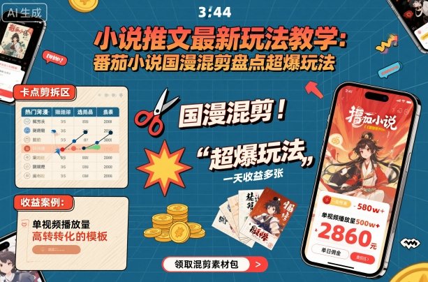 小说推文最新玩法教学,番茄小说国漫混剪盘点超爆玩法,全程干货,一天收益多张跨境课程-外贸教程-精品网课-电商运营课库课堂