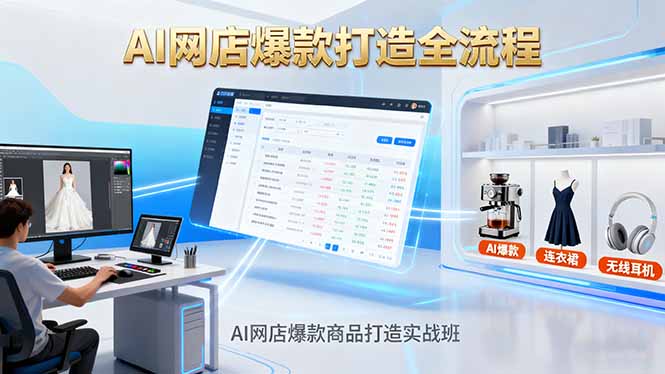 AI网店爆款商品打造实战班：AI技术实现商品图智能处理，快速搭建AI网店跨境课程-外贸教程-精品网课-电商运营课库课堂