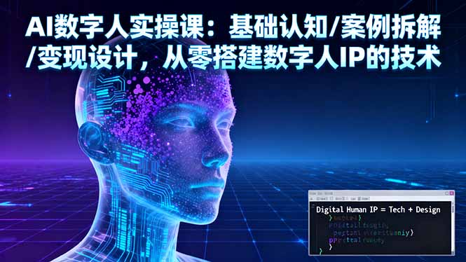 AI数字人实操课：基础认知/案例拆解/变现设计，从零搭建数字人IP的技术跨境课程-外贸教程-精品网课-电商运营课库课堂