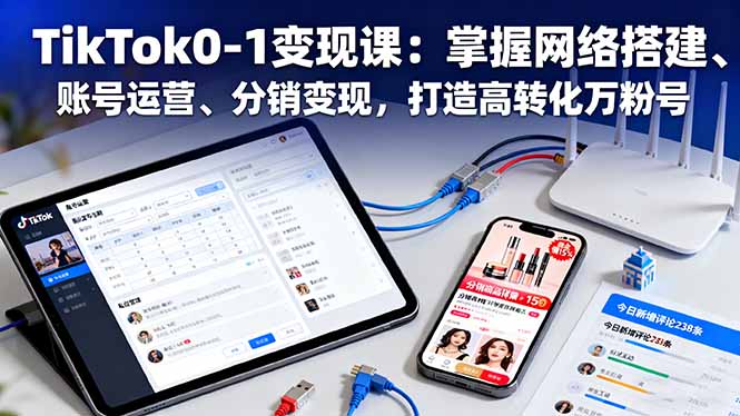 TikTok0-1变现课:掌握网络搭建、账号运营、分销变现,打造高转化万粉号跨境课程-外贸教程-精品网课-电商运营课库课堂
