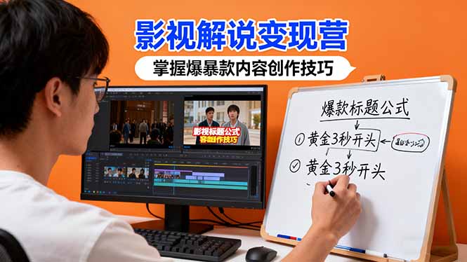 影视解说变现营：通过30+实战案例爆款内容创作技巧，掌握影视解说盈利密码跨境课程-外贸教程-精品网课-电商运营课库课堂