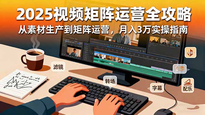 2025短视频矩阵运营全攻略：从素材生产到矩阵运营，月入3万实操指南跨境课程-外贸教程-精品网课-电商运营课库课堂