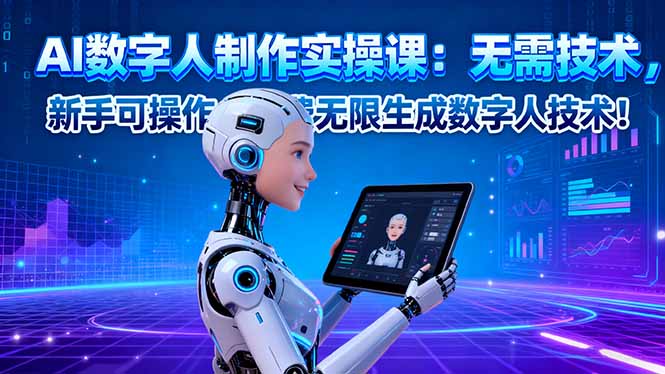 AI数字人制作实操课：无需技术，新手可操作，免费无限生成数字人技术！跨境课程-外贸教程-精品网课-电商运营课库课堂