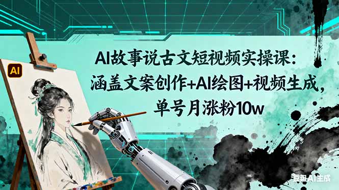 AI故事说古文短视频实操课：涵盖文案创作+AI绘图+视频生成，单号月涨粉10w跨境课程-外贸教程-精品网课-电商运营课库课堂