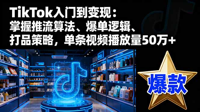 TikTok入门到变现:掌握推流算法、爆单逻辑、打品策略,单条视频播放量50w跨境课程-外贸教程-精品网课-电商运营课库课堂