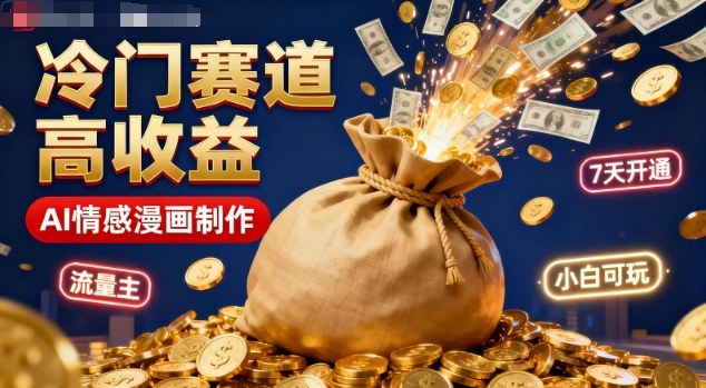 公众号冷门赛道,用AI做情感漫画,7天开通流量主,操作简单,小白可玩跨境课程-外贸教程-精品网课-电商运营课库课堂