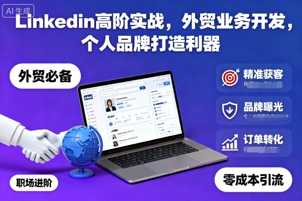 Linkedin高阶实战,外贸业务开发,个人品牌打造利器跨境课程-外贸教程-精品网课-电商运营课库课堂