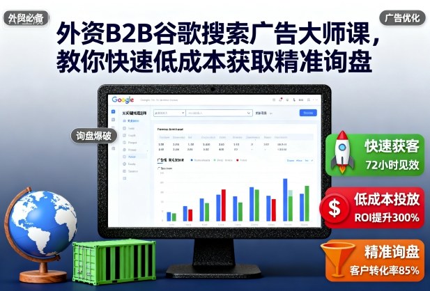 外资B2B谷歌搜索广告大师课,教你快速低成本获取精准询盘跨境课程-外贸教程-精品网课-电商运营课库课堂