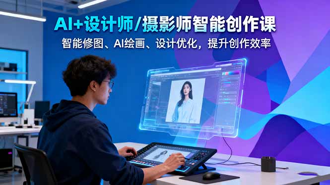 AI+设计师/摄影师智能创作课:智能修图、AI绘画、设计优化,提升创作效率跨境课程-外贸教程-精品网课-电商运营课库课堂