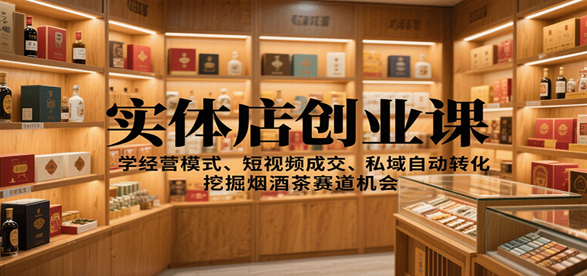 实体店创业课：学经营模式、短视频成交、私域自动转化，挖掘烟酒茶赛道机会跨境课程-外贸教程-精品网课-电商运营课库课堂