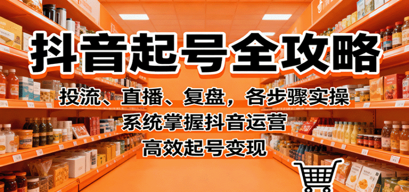 抖音起号全攻略,投流、直播、复盘,各步骤实操,系统掌握抖音运营,高效起号变现跨境课程-外贸教程-精品网课-电商运营课库课堂
